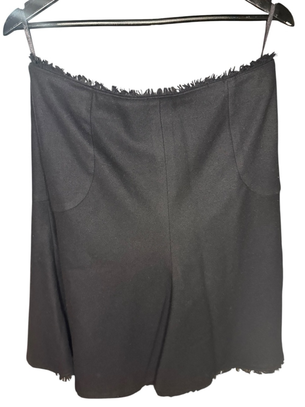 Banana Republic Size 14 Black Wool Blend Fringe Hem A-Line Skirt Classy Capsule - Picture 2 of 9